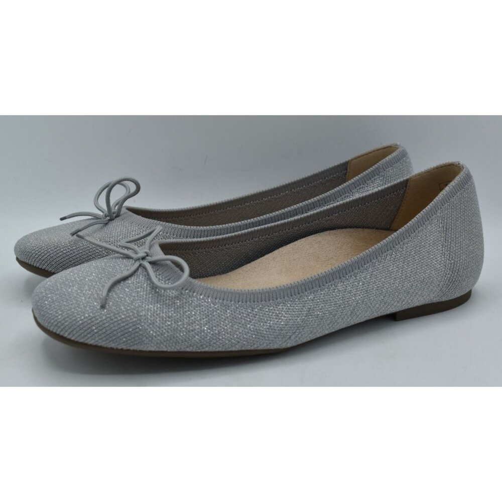 Vionic Womens Size 9 Klara Knit Skimmers Light Gray Silver Metallic Slip On Shoe